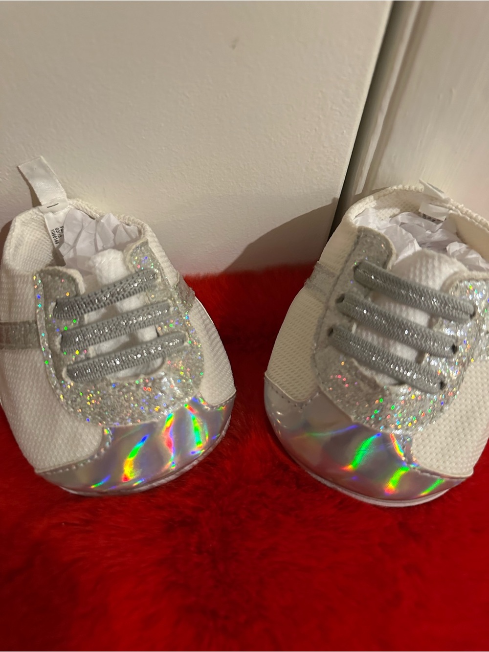 Kids Sparkle White Glitter Sneakers